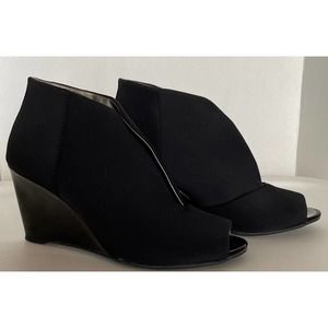 New Bandalino Peep Toe Wedge Boot, Black Size 7.5 Medium